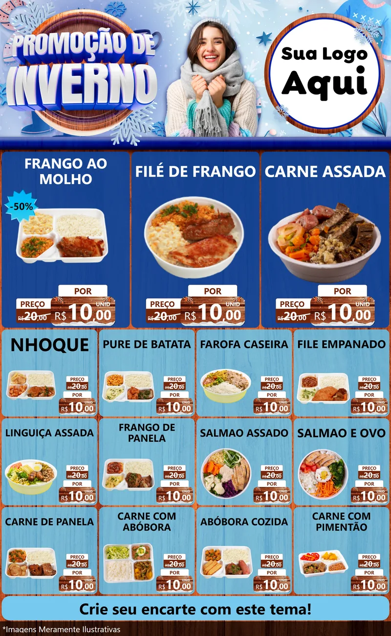 Modelo de Encarte para Encarte Grande com o tema Promoção de Inverno para Restaurante