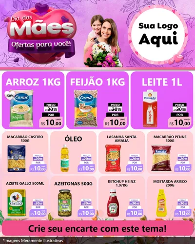 Modelo de Rede Social para Feed Instagram com o tema Dia das Mães Ofertas para Você! para Supermercado