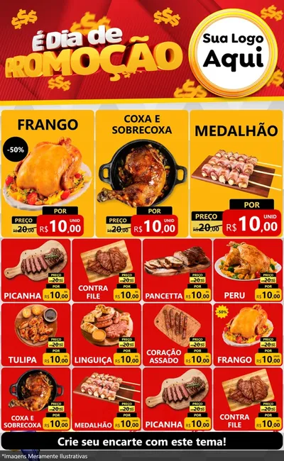 Modelo de Encarte para Encarte Grande com o tema É Dia De Promoção para Assados