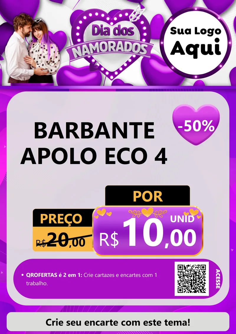 Modelo de Cartaz para Cartaz A4 Vertical com o tema Dia dos Namorados para Armarinho e Aviamentos