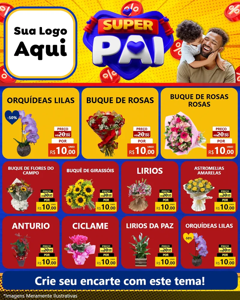 Modelo de Rede Social para Feed Instagram com o tema Super Pai para Floricultura e jardim