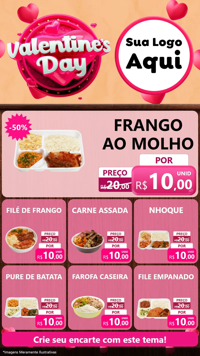 Modelo de Rede Social para Stories com o tema Valentine's Day para Restaurante