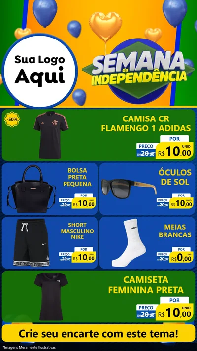 Modelo de TV para TV Vertical com o tema Semana da Independência para Roupas e acessórios