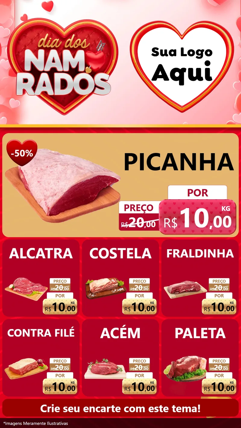 Modelo de Rede Social para Stories com o tema Dia dos Namorados para Açougue