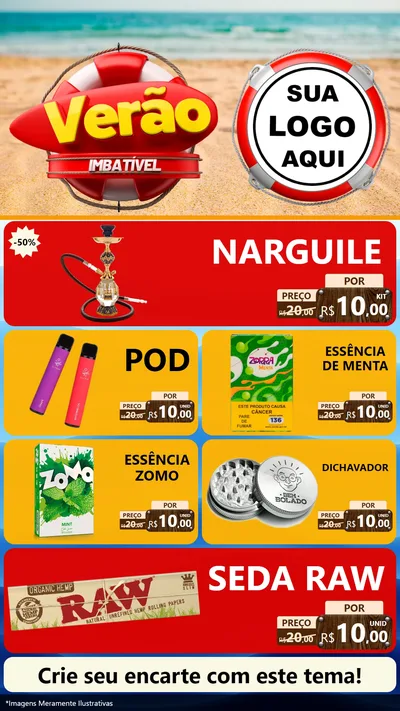 Modelo de TV para TV Vertical com o tema Verão Imbatível para Tabacaria