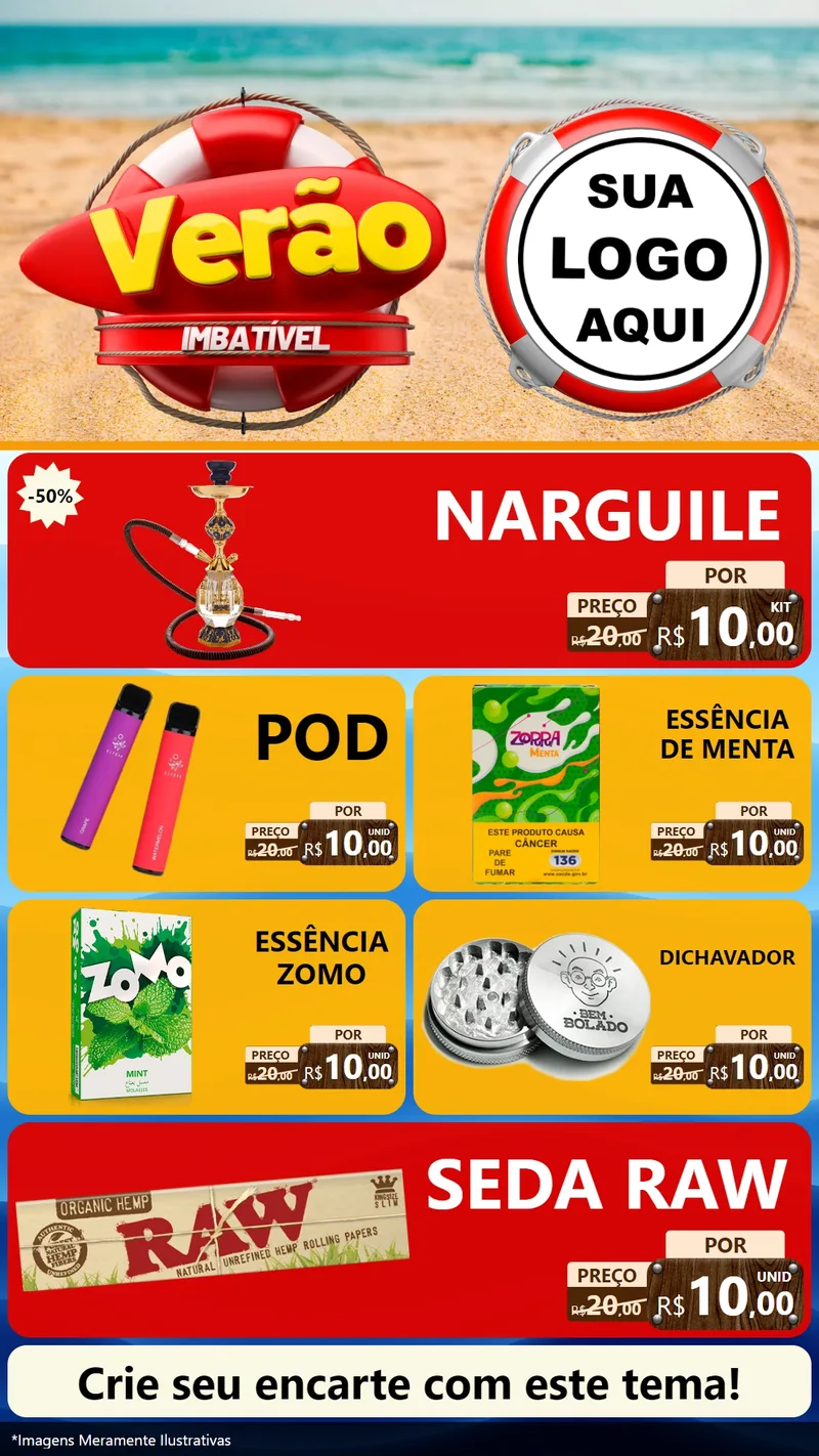 Modelo de TV para TV Vertical com o tema Verão Imbatível para Tabacaria
