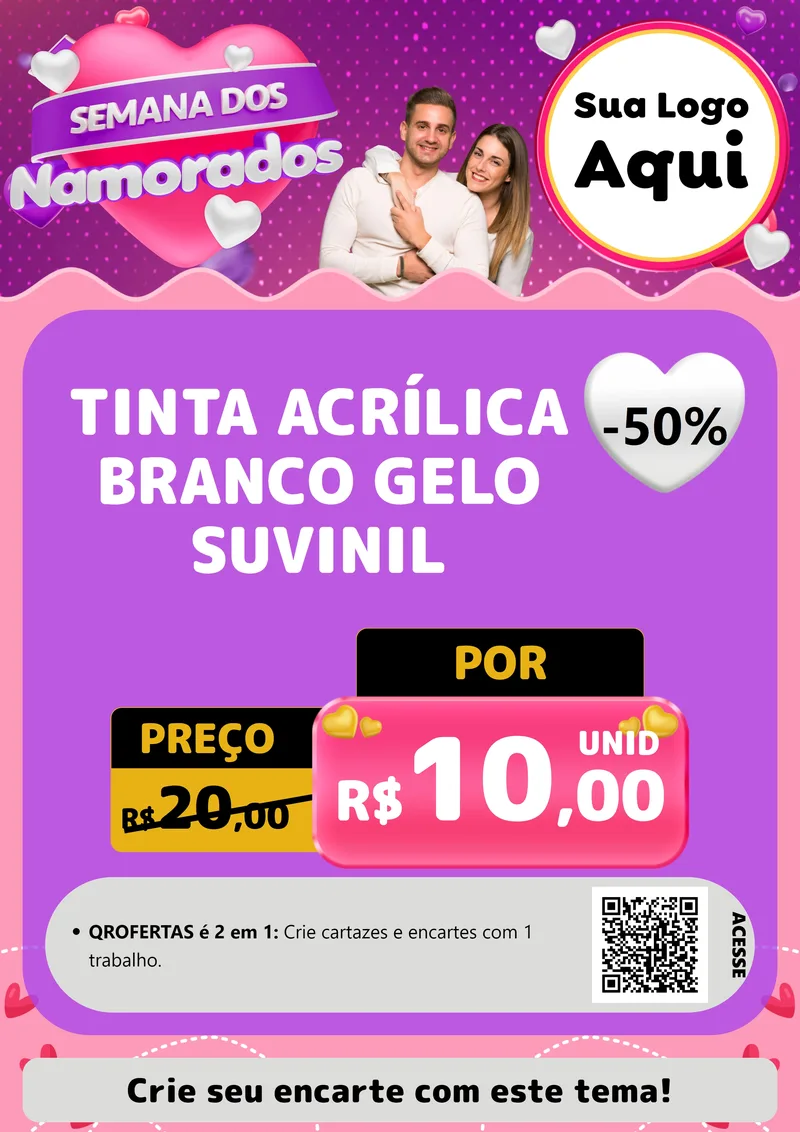 Modelo de Cartaz para Cartaz A4 Vertical com o tema Semana dos Namorados para Tintas e Ferramentas