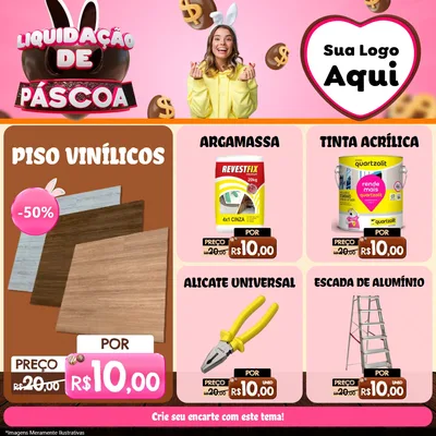 Modelo de Rede Social para Feed Facebook com o tema Liquidação de Páscoa para Material para Construção