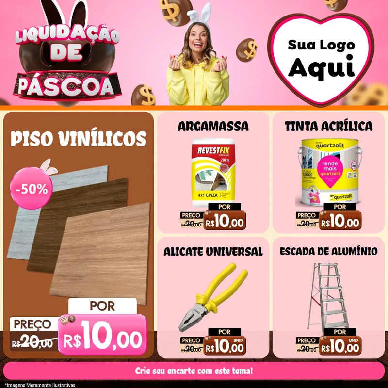Modelo de Rede Social para Feed Facebook com o tema Liquidação de Páscoa para Material para Construção