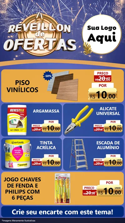 Modelo de TV para TV Vertical com o tema Réveillon de Ofertas para Material para Construção