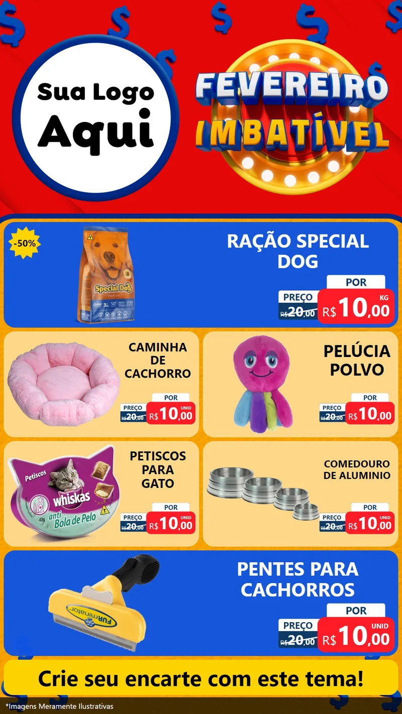 Modelo de TV para TV Vertical com o tema Fevereiro Imbatível para Pet Shop