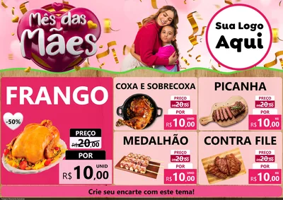 Modelo de Encarte para Encarte A4 Horizontal com o tema Mês das Mães para Assados