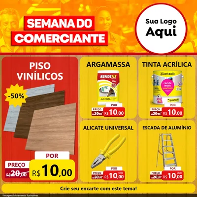 Modelo de Rede Social para Feed Facebook com o tema Semana do Comerciante para Material para Construção