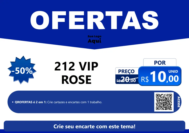 Modelo de Cartaz para Cartaz A4 Horizontal com o tema Ofertas Azul Cartaz para Perfumes