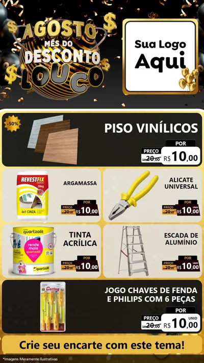 Modelo de TV para TV Vertical com o tema Agosto Mês do Desconto Louco para Material para Construção