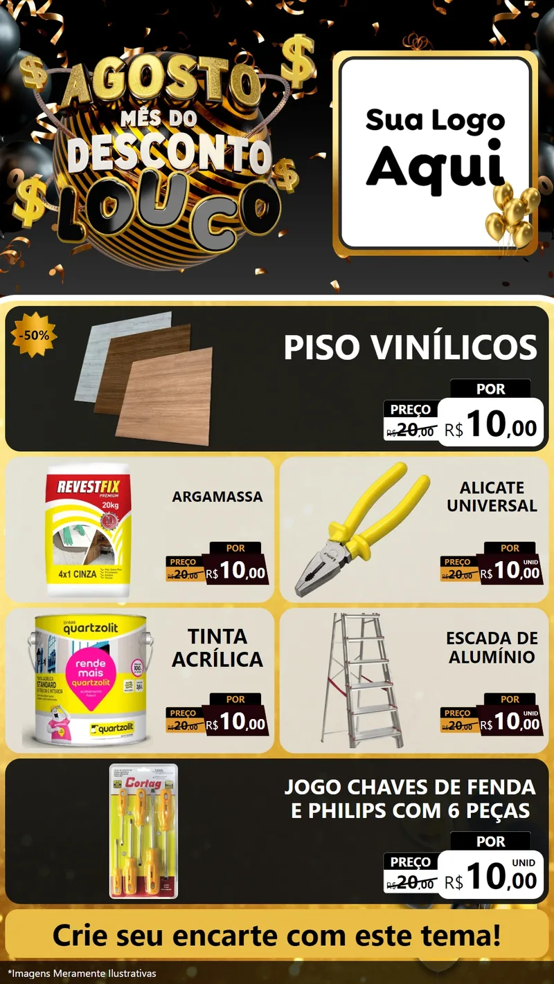 Modelo de TV para TV Vertical com o tema Agosto Mês do Desconto Louco para Material para Construção