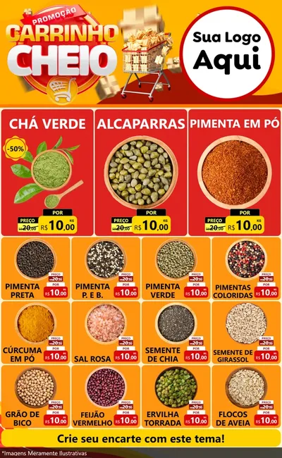 Modelo de Encarte para Encarte Grande com o tema Promoção carrinho cheio para Produtos Naturais