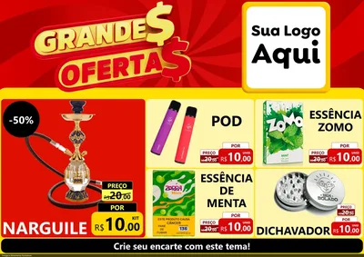 Modelo de Encarte para Encarte A4 Horizontal com o tema Grandes Ofertas para Tabacaria