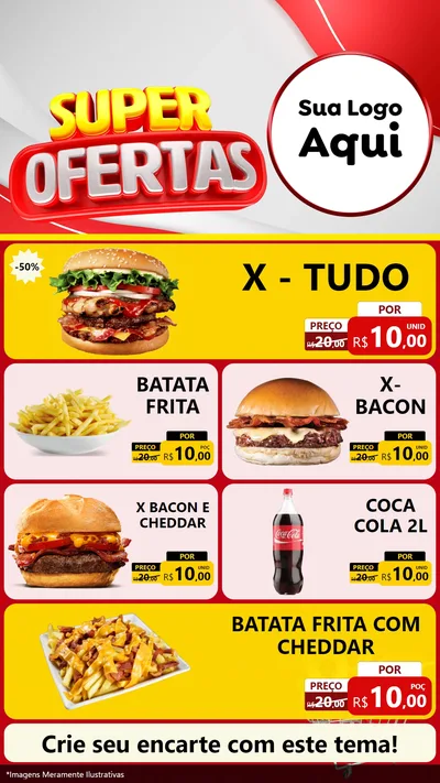 Modelo de TV para TV Vertical com o tema Super Ofertas para Hamburgueria