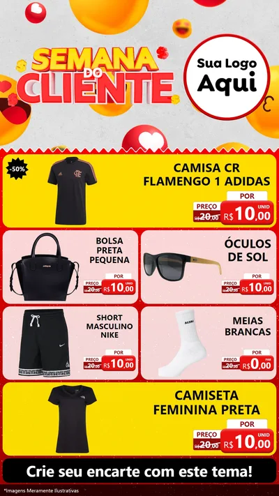 Modelo de TV para TV Vertical com o tema Semana do Cliente para Roupas e acessórios
