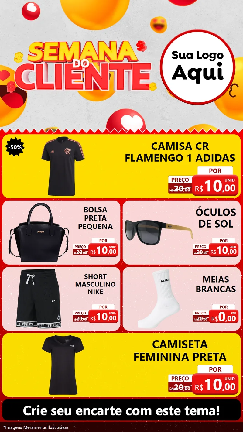 Modelo de TV para TV Vertical com o tema Semana do Cliente para Roupas e acessórios