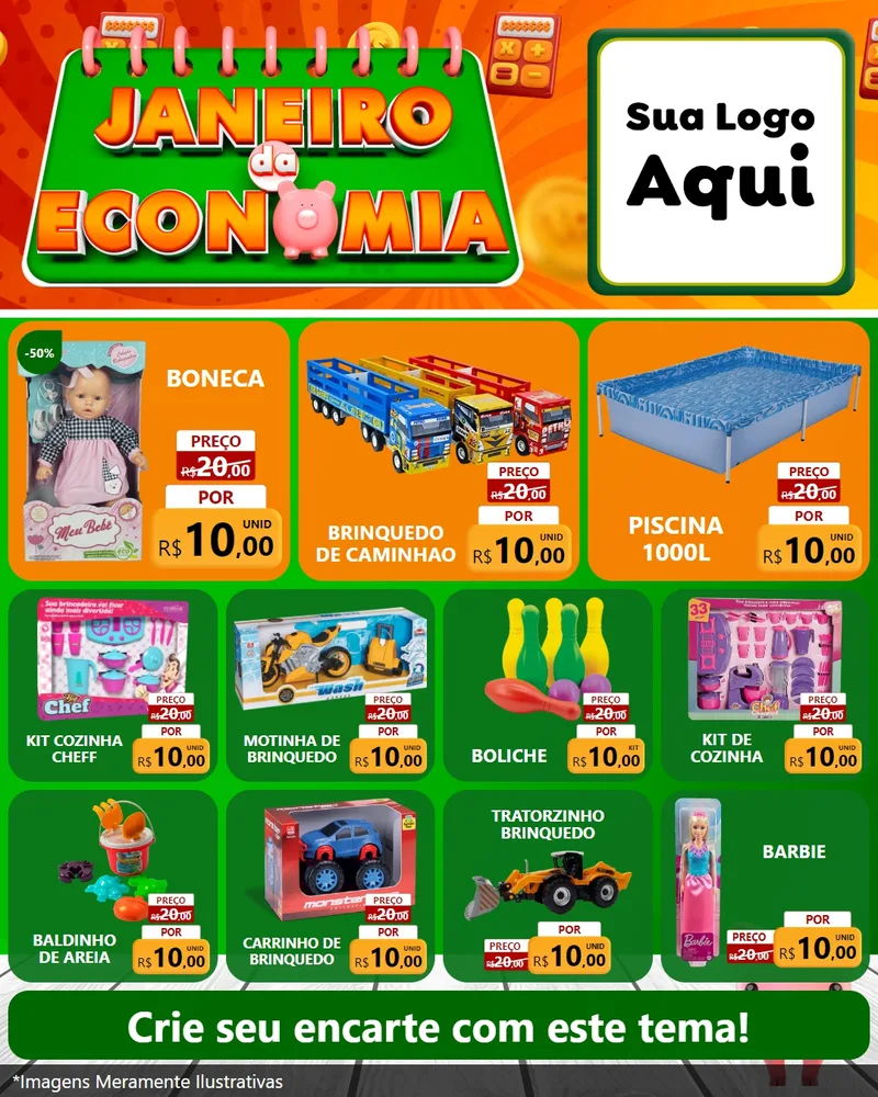 Modelo de Rede Social para Feed Instagram com o tema Janeiro da Economia para Brinquedos