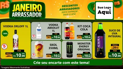 Modelo de TV para TV Horizontal com o tema Janeiro Arrasador para Distribuidora de bebidas
