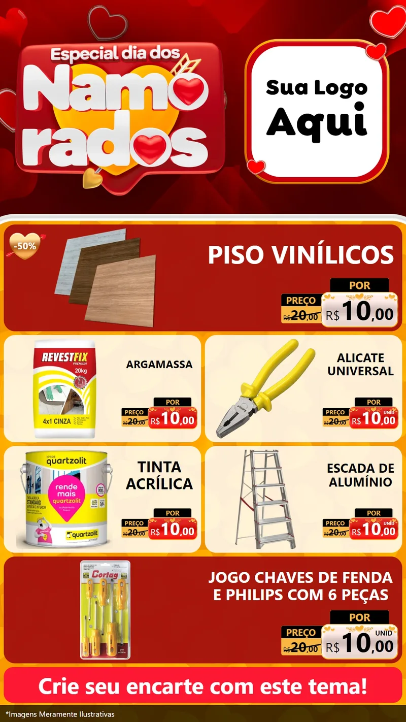 Modelo de TV para TV Vertical com o tema Especial Dia dos Namorados para Material para Construção