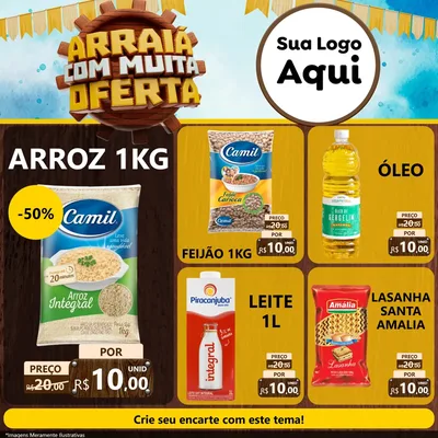 Modelo de Rede Social para Feed Facebook com o tema Ofertas de São João - Junina para Supermercado
