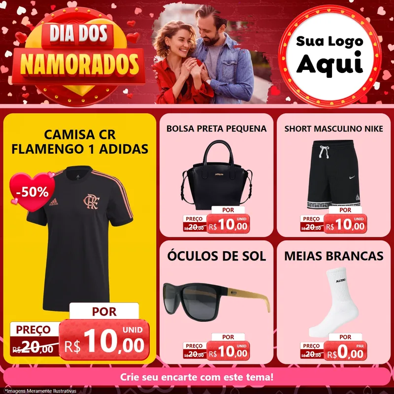 Modelo de Rede Social para Feed Facebook com o tema Dia Dos Namorados para Roupas e acessórios