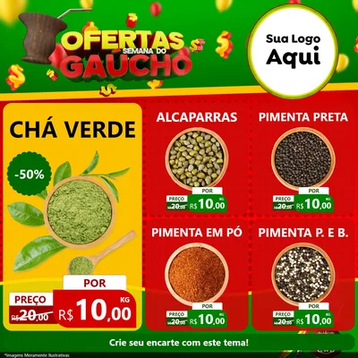 Modelo de Rede Social para Feed Facebook com o tema Ofertas Semana Do Gaúcho para Produtos Naturais