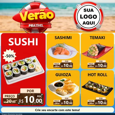 Modelo de Rede Social para Feed Facebook com o tema Verão Imbatível para Comida japonesa