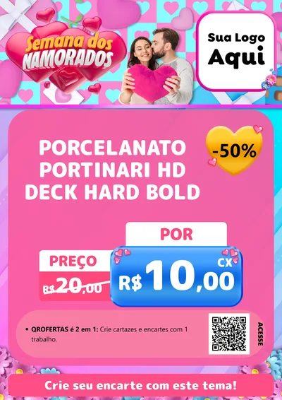 Modelo de Cartaz para Cartaz A4 Vertical com o tema Semana dos Namorados para Pisos e revestimentos