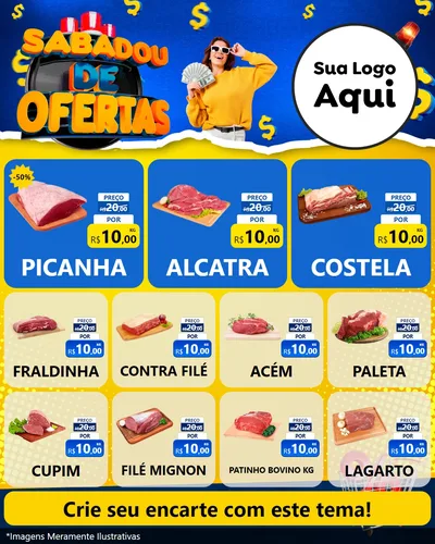 Modelo de Rede Social para Feed Instagram com o tema Sabadou de Ofertas para Açougue