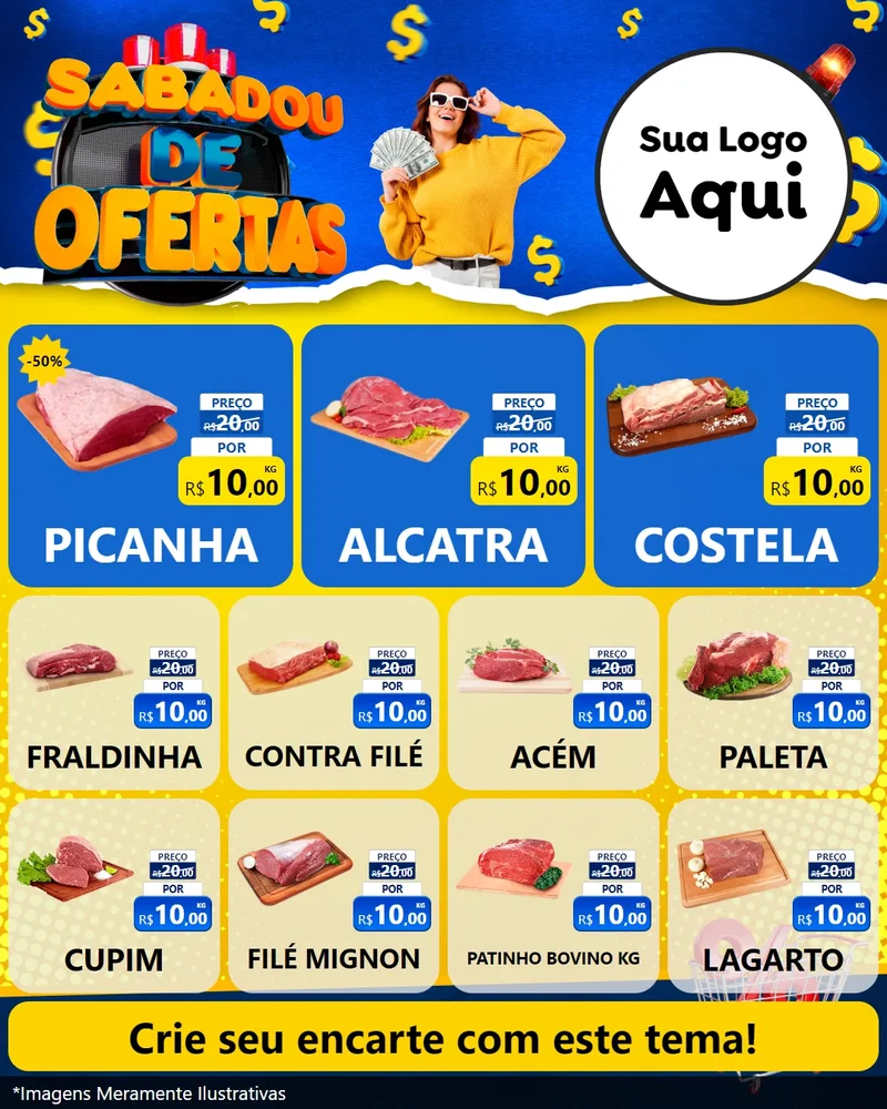 Modelo de Rede Social para Feed Instagram com o tema Sabadou de Ofertas para Açougue