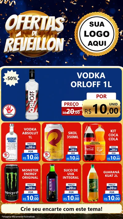 Modelo de Rede Social para Stories com o tema Ofertas de Réveillon para Distribuidora de bebidas