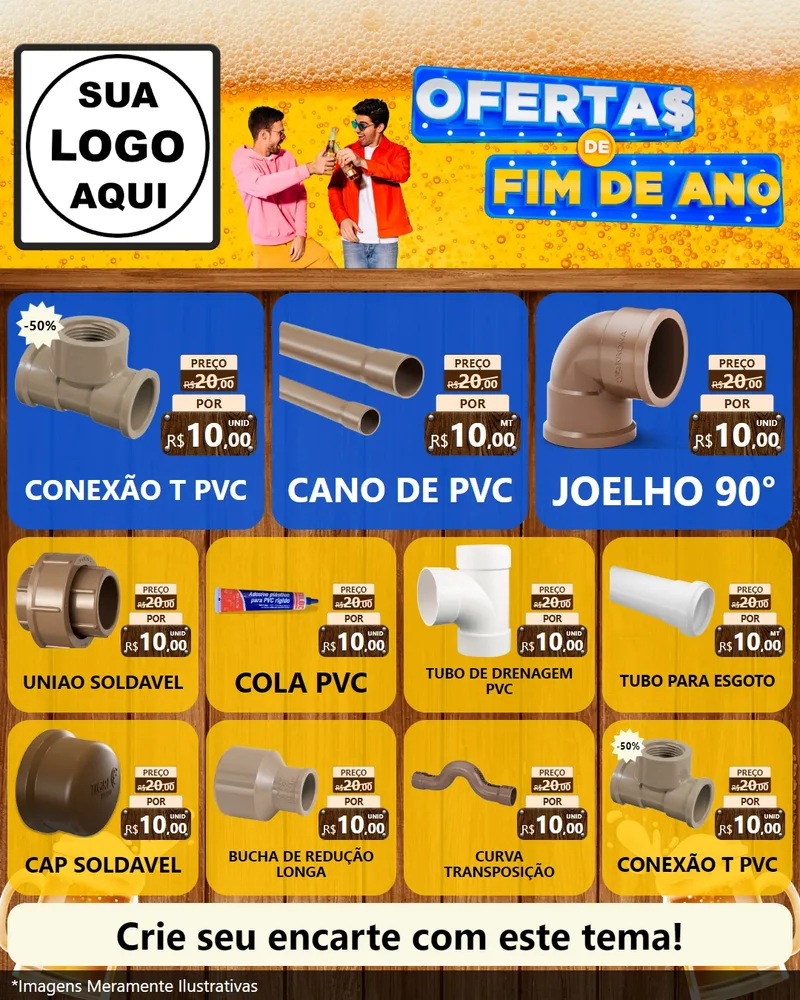 Modelo de Rede Social para Feed Instagram com o tema Ofertas de Fim de Ano para Tubos e conexões