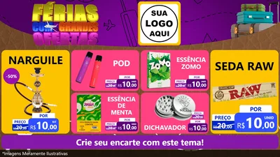 Modelo de TV para TV Horizontal com o tema Férias com Grandes Ofertas para Tabacaria