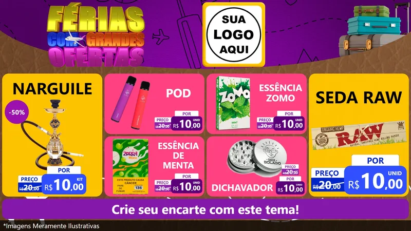 Modelo de TV para TV Horizontal com o tema Férias com Grandes Ofertas para Tabacaria