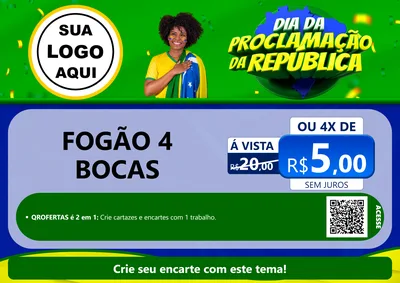 Modelo de Cartaz para Cartaz A4 Horizontal com o tema Dia Da Proclamação Da República para Móveis e Eletro