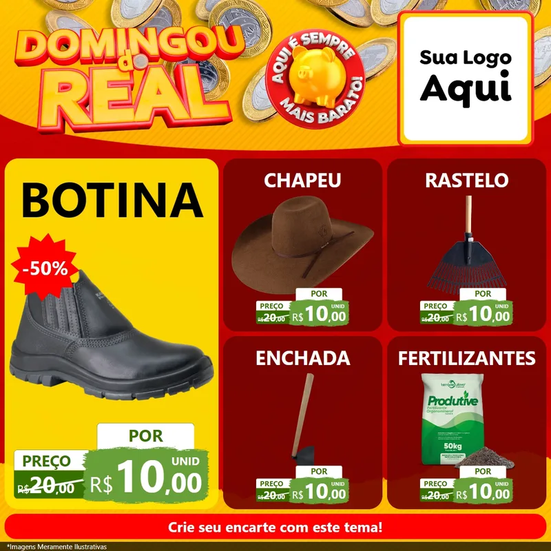 Modelo de Rede Social para Feed Facebook com o tema Domingou do Real para Agropecuária