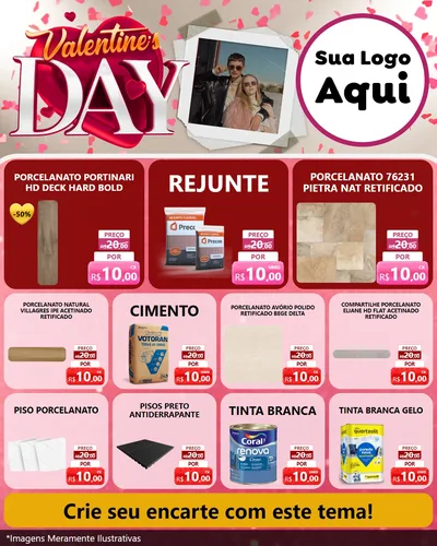 Modelo de Rede Social para Feed Instagram com o tema Valentine's Day para Pisos e revestimentos