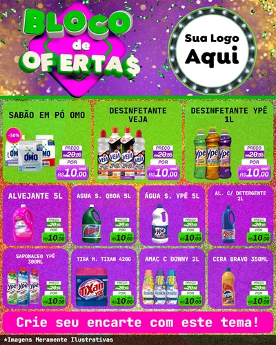 Modelo de Rede Social para Feed Instagram com o tema Bloco de Ofertas para Produtos de Limpeza