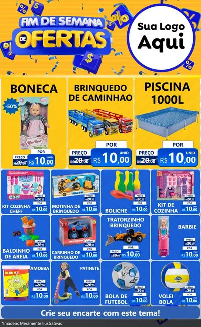 Modelo de Encarte para Encarte Grande com o tema Fim de Semana de Ofertas para Brinquedos