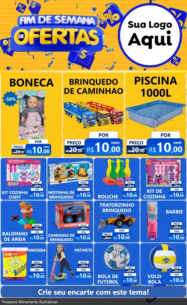 Modelo de Encarte para Encarte Grande com o tema Fim de Semana de Ofertas para Brinquedos