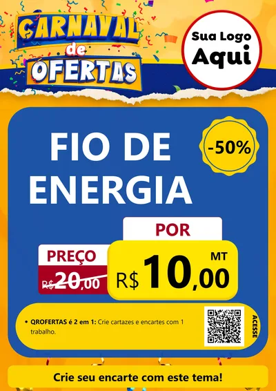 Modelo de Cartaz para Cartaz A4 Vertical com o tema Carnaval de Ofertas para Materiais Elétricos