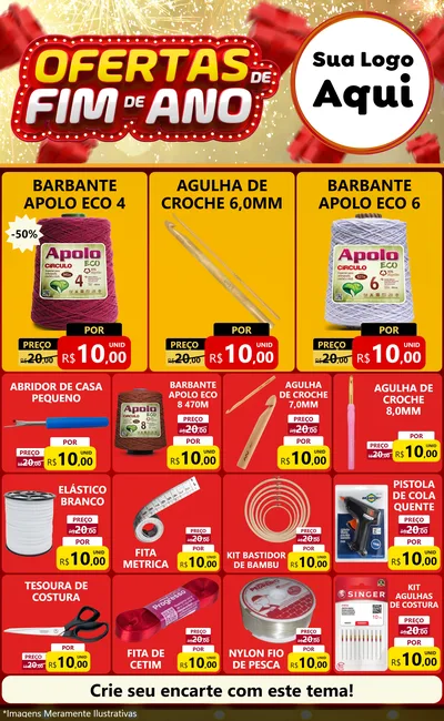 Modelo de Encarte para Encarte Grande com o tema Ofertas de Fim de Ano para Armarinho e Aviamentos