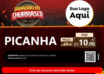 Modelo de Cartaz para Cartaz A4 Horizontal com o tema Sabadão Do Churrasco para Açougue