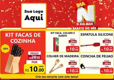Modelo de Encarte para Encarte A4 Horizontal com o tema Dia N o Dia Mais Barato do Mês para Utilidades Domésticas