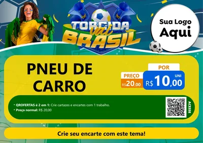 Modelo de Cartaz para Cartaz A4 Horizontal com o tema Torcida Vai Brasil - Copa para Auto peças